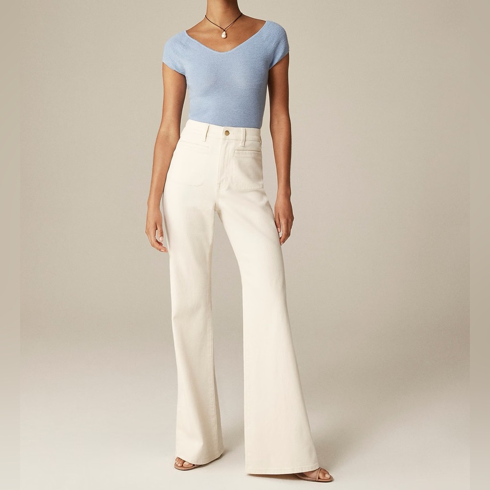 J.Crew Vintage ‘96 Flare Jeans Ecru Coastal Beachy Nautical NWT Plus Size 34